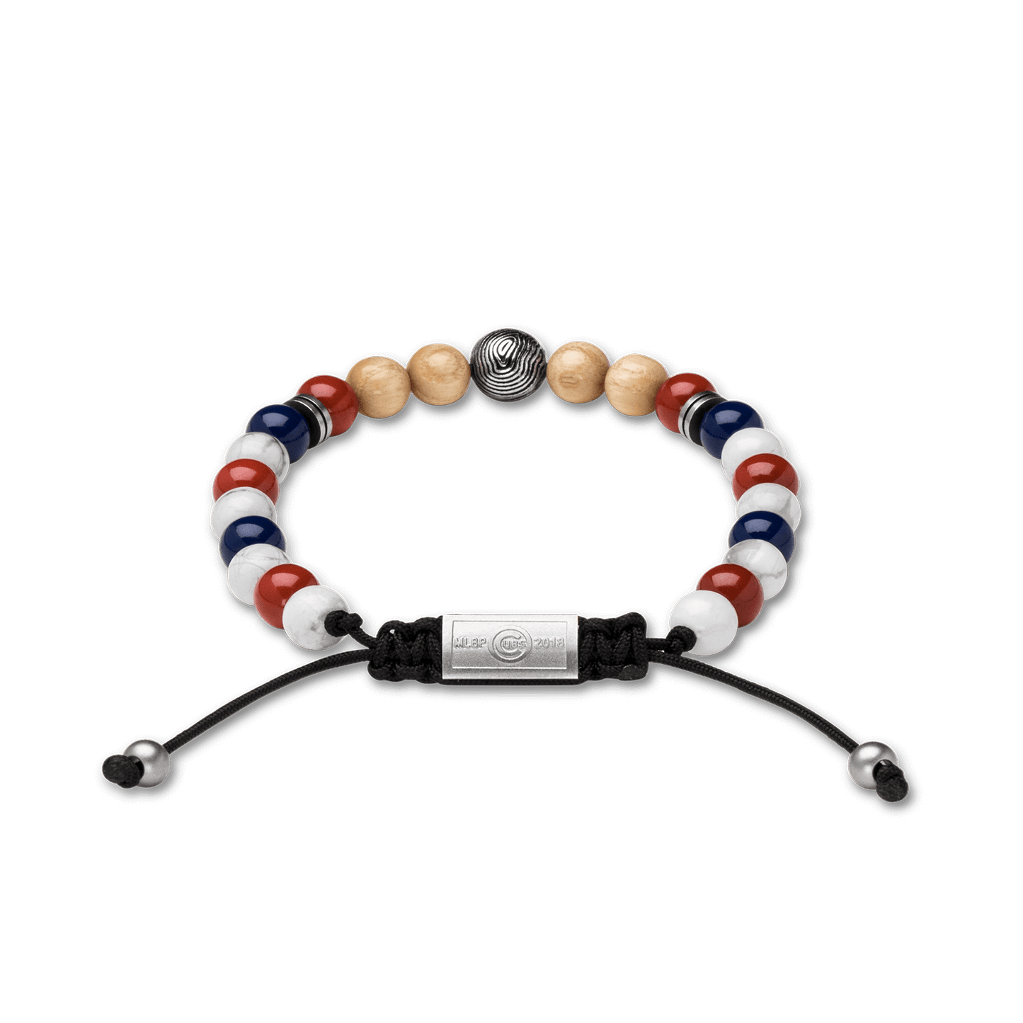 Back of Chicago Cubs Round Macrame Bracelet 8mm