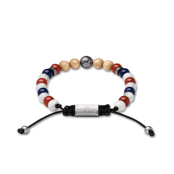 Back of Chicago Cubs Round Macrame Bracelet 8mm