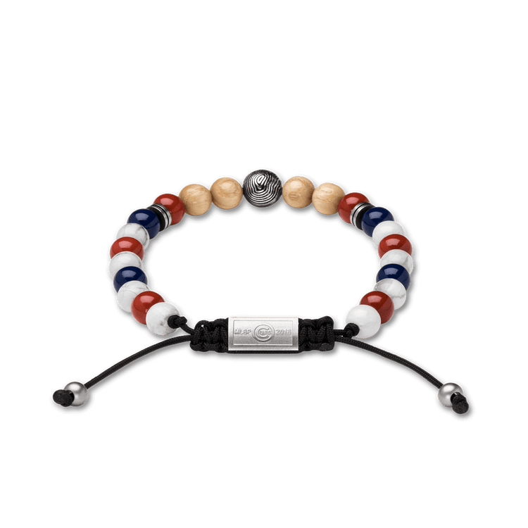 Back of Chicago Cubs Round Macrame Bracelet 8mm