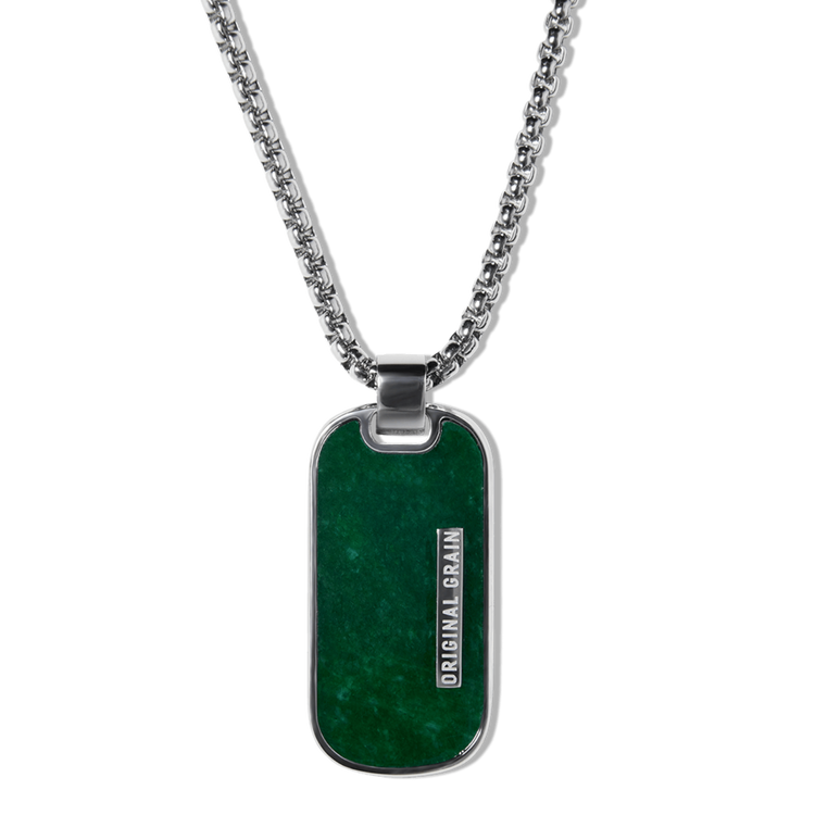 Jade Silver Dog Tag Original Grain