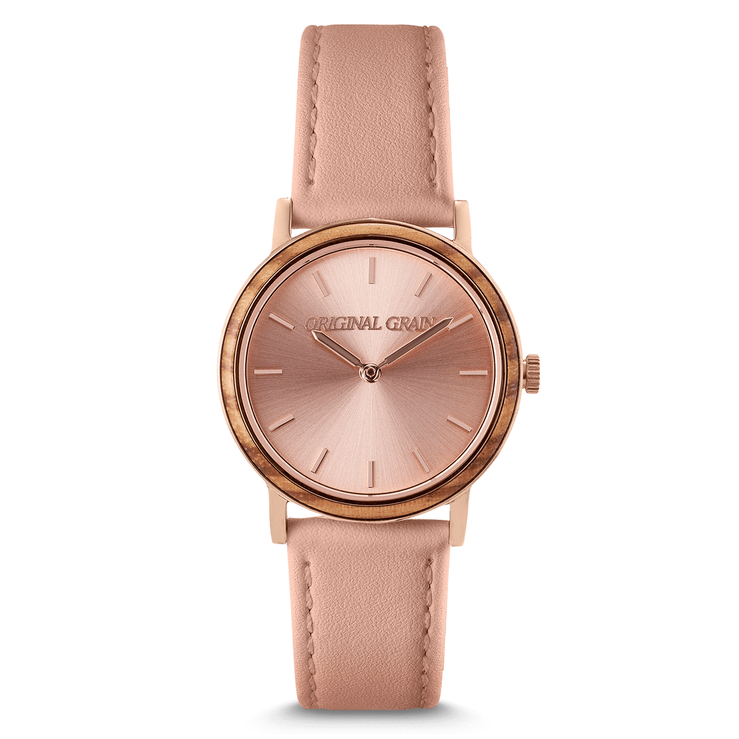 Damen-Avalon aus Zebraholz, Roségold, 34 mm