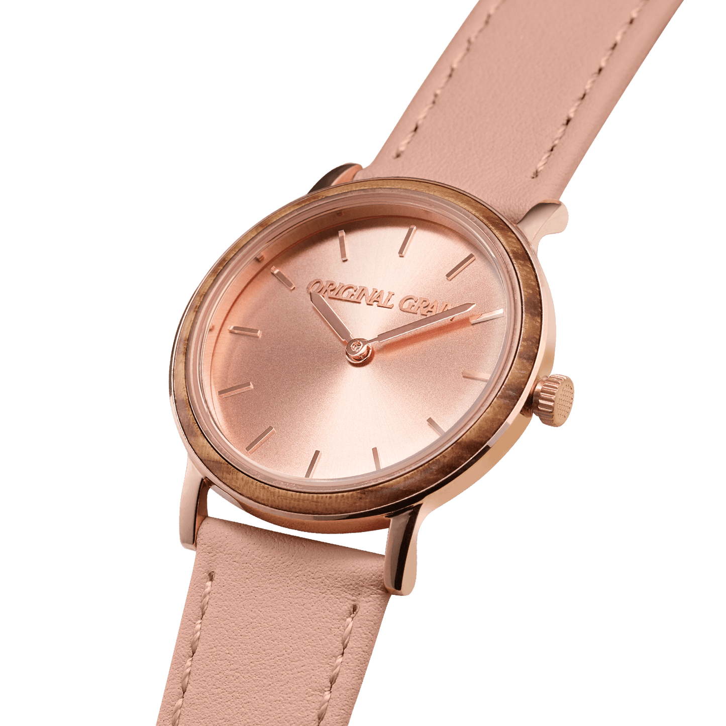 Damen-Avalon aus Zebraholz, Roségold, 34 mm