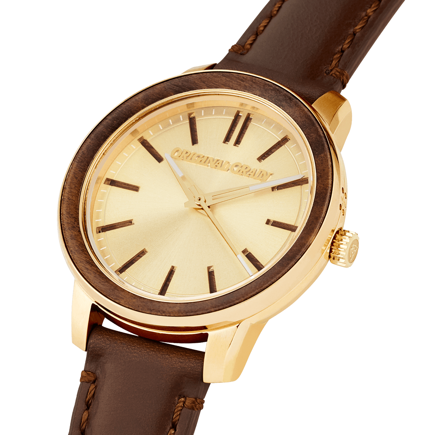 Ebony Gold Womens Leather Barrel 36mm