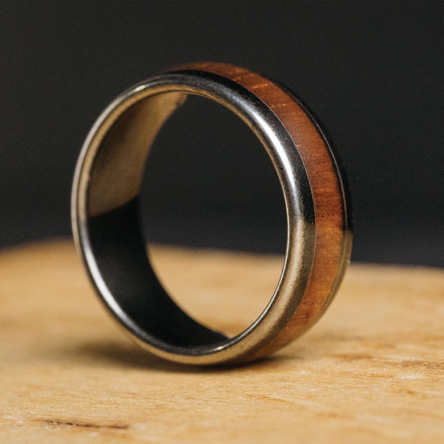 Koa Stonewashed Single Barrel Ring