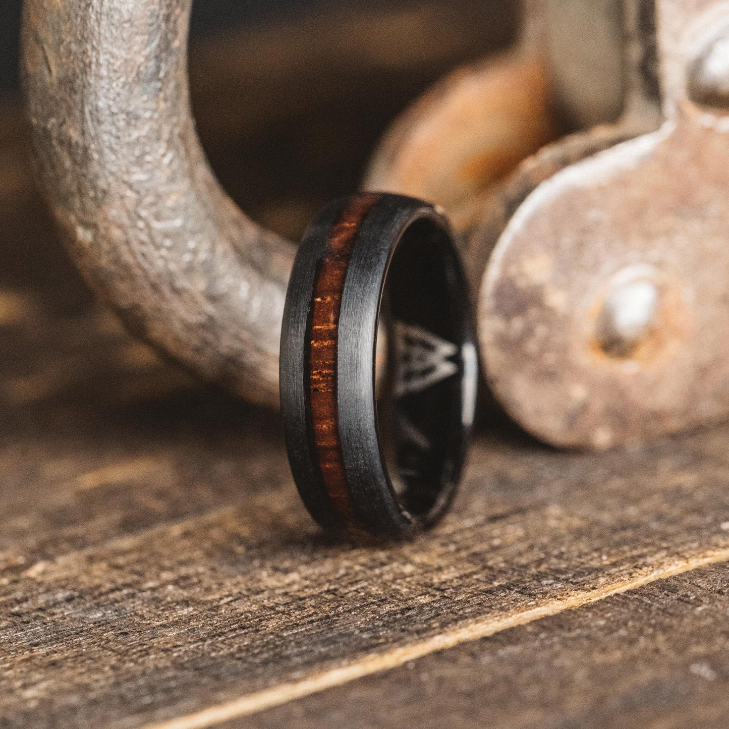 Koa Stonewashed Single Barrel Thin Ring