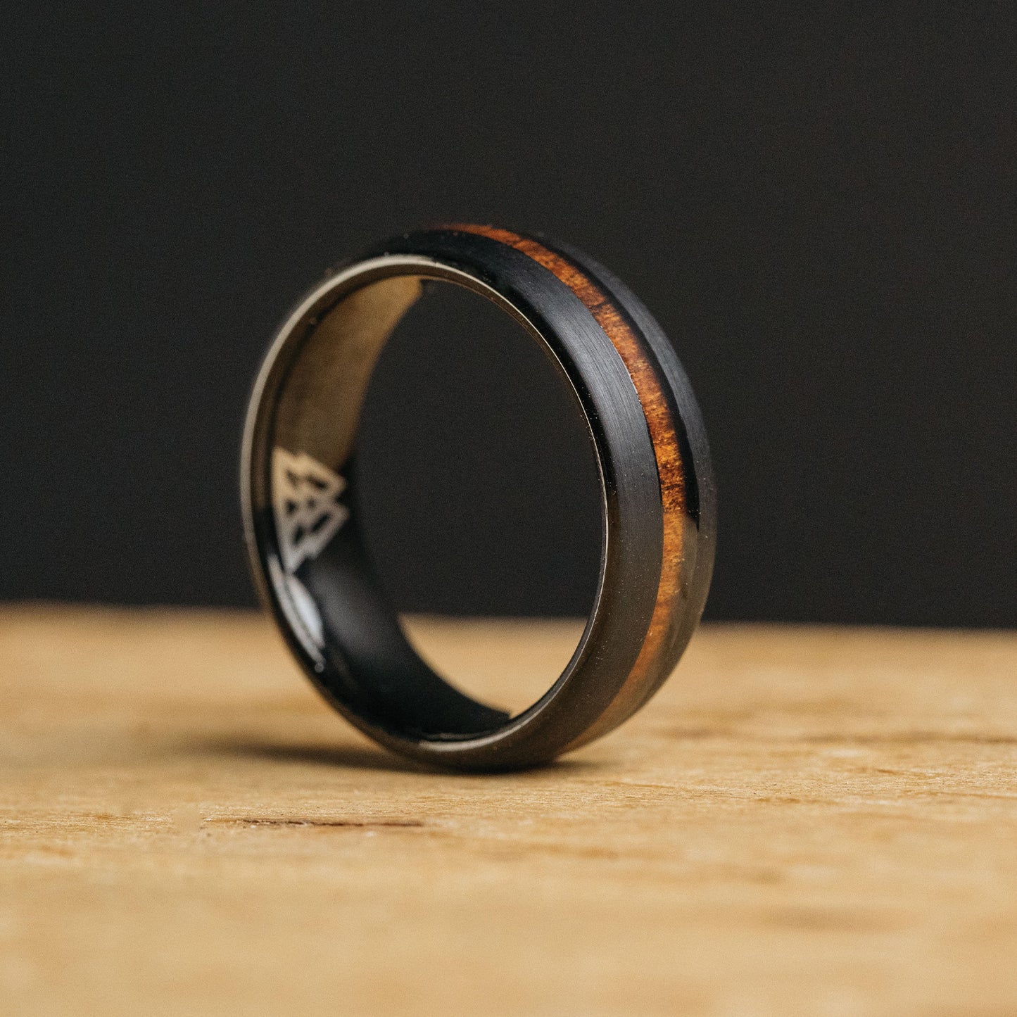 Koa Stonewashed Single Barrel Thin Ring