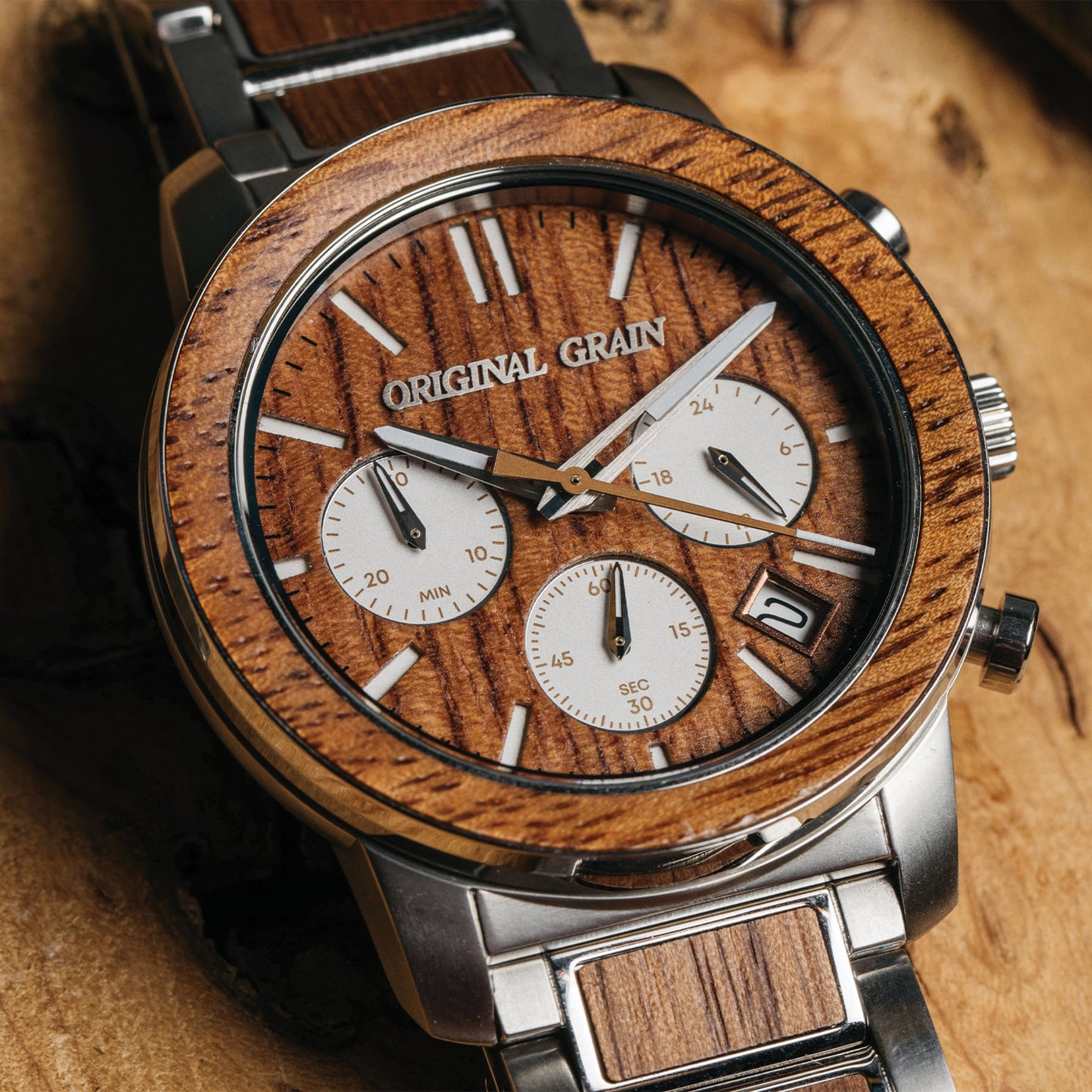 Mahogany Silver Barrel Chrono 42mm