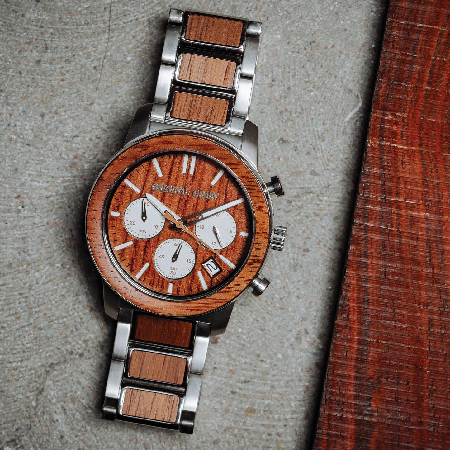 Mahogany Silver Barrel Chrono 42mm