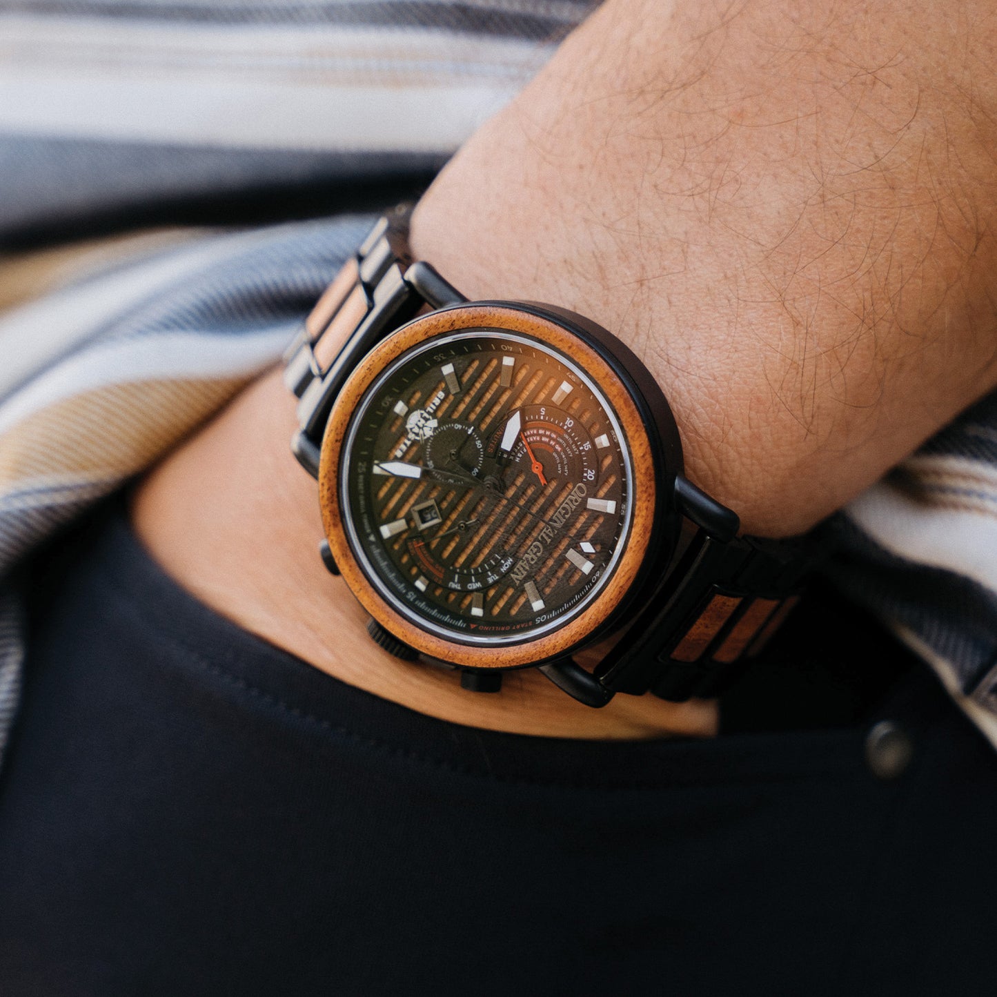 Mesquite-schwarzer Grillmaster Chrono 44 mm