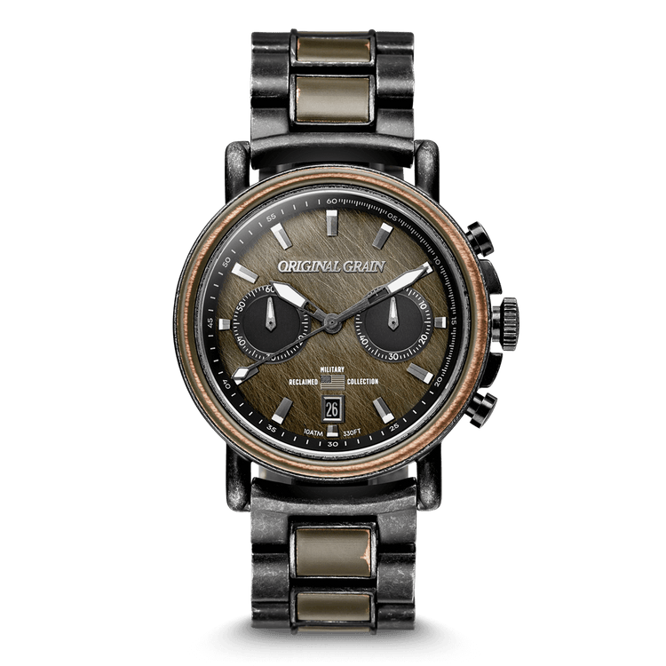 Military Stonewashed Steel Chrono 44mm by Original Grain