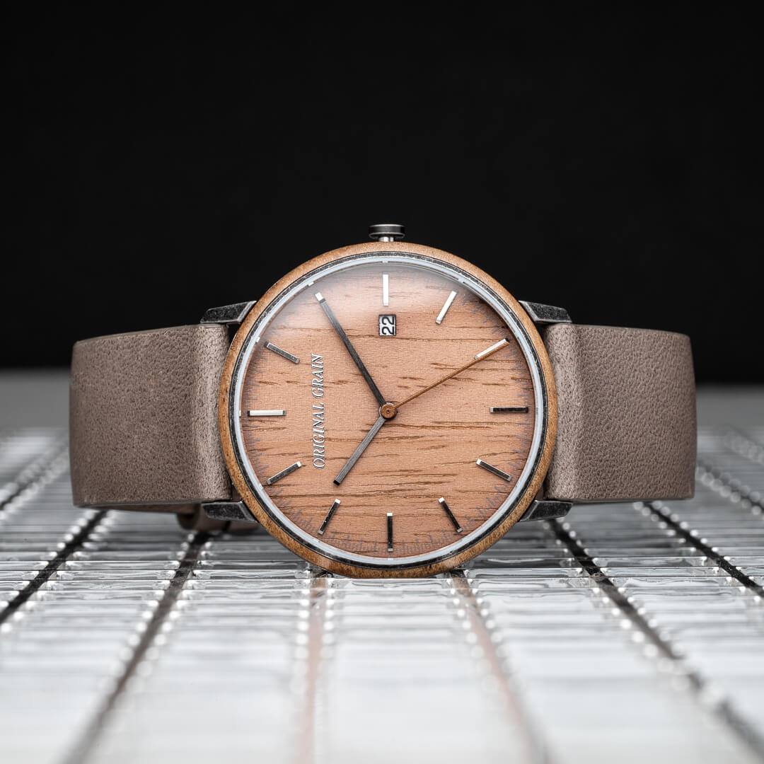 Koa Stonewashed Steel Modern Minimal 40mm Original Grain