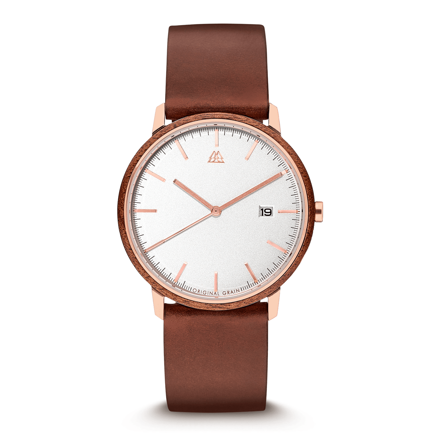 Sapele Brushed Rose Gold Modern Minimal 40mm