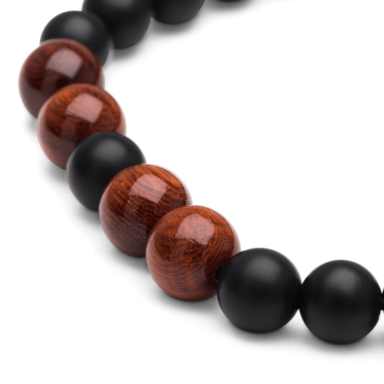 Rosewood Black Onyx Macrame Bracelet 8mm Beads by Original Grain