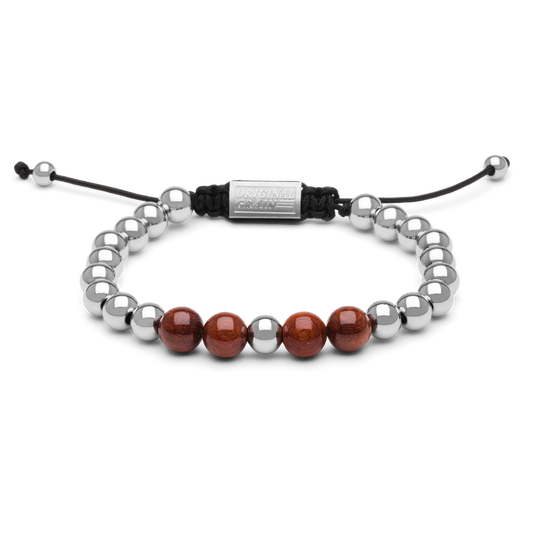 Rosewood Chrome Macrame Bracelet 8mm by Original Grain