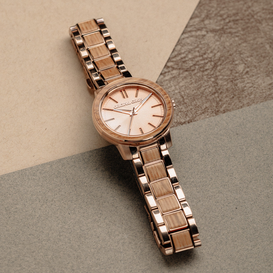 Whiskey Rose Gold Womens Barrel 36mm Original Grain
