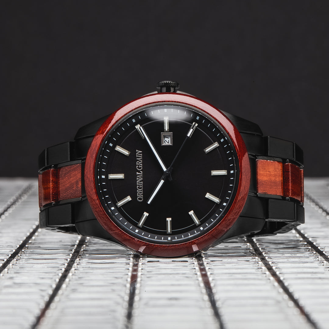 Rosewood Black Classic 43mm watch by Original Grain