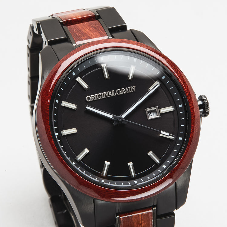 Rosewood Black Classic 43mm watch face by Original Grain