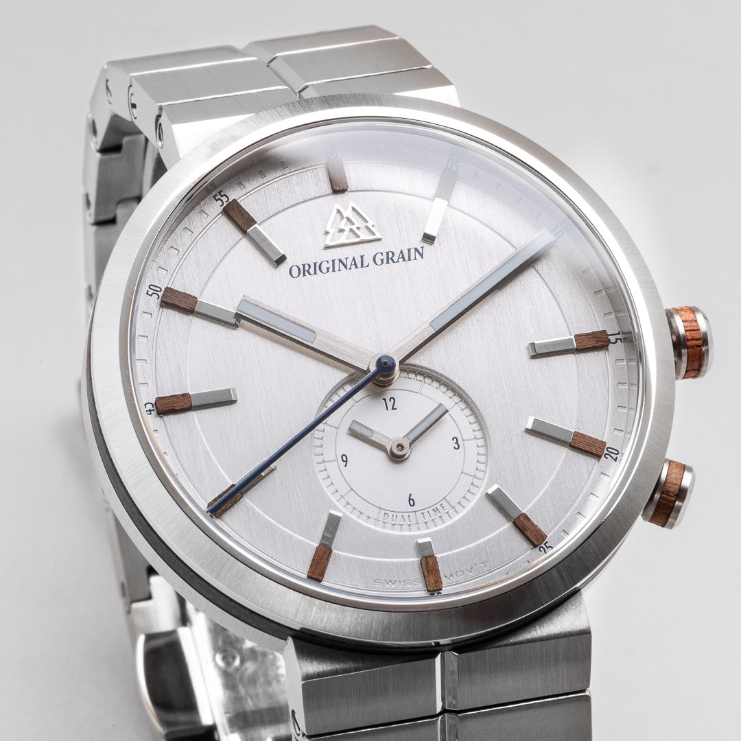 Walnut Silver Sport MNML 43mm dial by Original Graein
